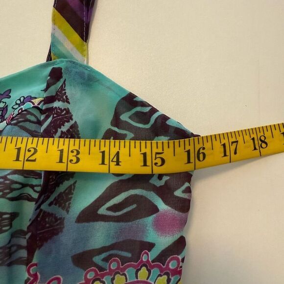 Betsey Johnson Y2K Colorful Bohemian Maxi Slip Dress Sz 10 Vacation, Party - Picture 11 of 14